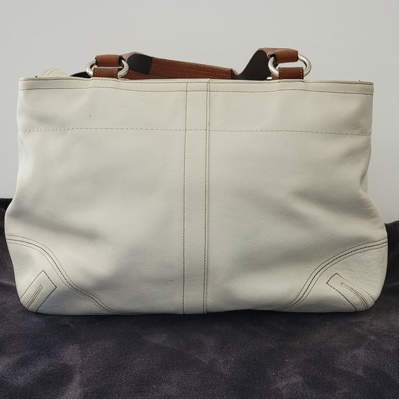 Coach 2007 White Leather Soho Satchel Tote Bag Purse 6468 Shopper Neutrals - Picture 9 of 16